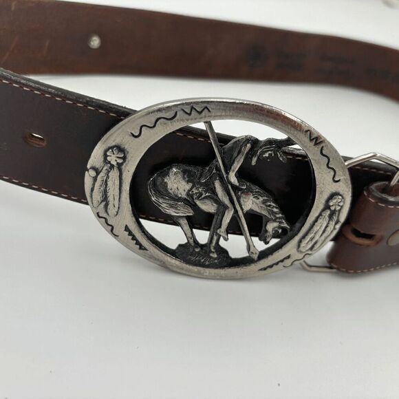 End of the Trail Belt Buckle with Leegin Buffalo NIckel Belt Size 32 Historic - Picture 5 of 8